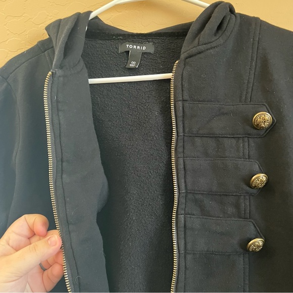 Torrid French Terry Military Hoodie Jacket - Size 00 (M/L) - Picture 5 of 8